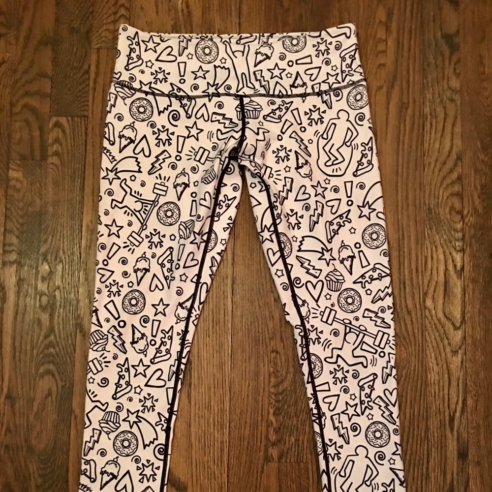 Beast Worx graffiti CrossFit leggings, white, M